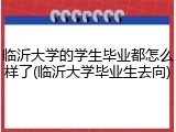 临沂大学的学生毕业都怎么样了(临沂大学毕业生去向)