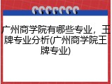 广州商学院有哪些专业，王牌专业分析(广州商学院王牌专业)