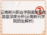 云南新兴职业学院最新招生简章深度分析(云南新兴学院招生解析)