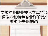 安徽矿业职业技术学院的普通专业和特色专业详解(安徽矿业专业详解)