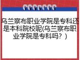 乌兰察布职业学院是专科还是本科院校呢(乌兰察布职业学院是专科吗？)