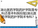 湖北医药学院药护学院是专科还是本科院校呢(湖北医药学院药护学院本专科？)