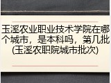 玉溪农业职业技术学院在哪个城市，是本科吗，第几批(玉溪农职院城市批次)