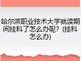 哈尔滨职业技术大学就读期间挂科了怎么办呢？(挂科怎么办)