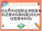 河北对外经贸职业学院是专科还是本科院校呢(河北外经贸是专科吗)