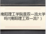 南阳理工学院是双一流大学吗?(南阳理工双一流？)