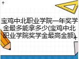 宝鸡中北职业学院一年奖学金最多能拿多少(宝鸡中北职业学院奖学金最高金额)