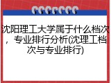 沈阳理工大学属于什么档次，专业排行分析(沈理工档次与专业排行)