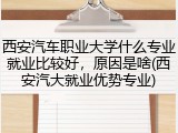 西安汽车职业大学什么专业就业比较好，原因是啥(西安汽大就业优势专业)