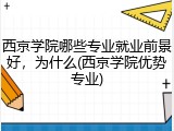 西京学院哪些专业就业前景好，为什么(西京学院优势专业)