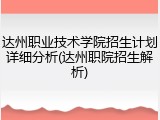 达州职业技术学院招生计划详细分析(达州职院招生解析)