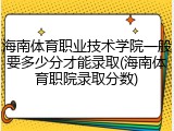 海南体育职业技术学院一般要多少分才能录取(海南体育职院录取分数)