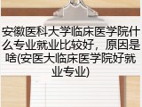安徽医科大学临床医学院什么专业就业比较好，原因是啥(安医大临床医学院好就业专业)