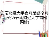 云南财经大学官网是哪个网址多少(云南财经大学官网网址)