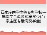 石家庄医学高等专科学校一年奖学金最多能拿多少(石家庄医专最高奖学金)