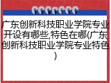 广东创新科技职业学院专业开设有哪些,特色在哪(广东创新科技职业学院专业特色)