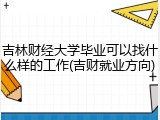吉林财经大学毕业可以找什么样的工作(吉财就业方向)