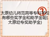 太原幼儿师范高等专科学校有哪些奖学金和助学金呢(太原幼专奖助学金)