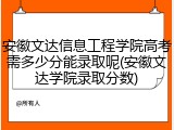 安徽文达信息工程学院高考需多少分能录取呢(安徽文达学院录取分数)