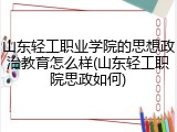 山东轻工职业学院的思想政治教育怎么样(山东轻工职院思政如何)