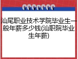 汕尾职业技术学院毕业生一般年薪多少钱(汕职院毕业生年薪)