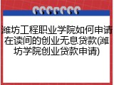 潍坊工程职业学院如何申请在读间的创业无息贷款(潍坊学院创业贷款申请)