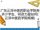 广东云浮中医药职业学院有多少学生，师资力量如何(云浮中医药学院规模)