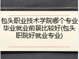 包头职业技术学院哪个专业毕业就业前景比较好(包头职院好就业专业)