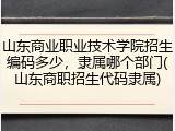 山东商业职业技术学院招生编码多少，隶属哪个部门(山东商职招生代码隶属)