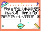 广西信息职业技术学院是双一流高校吗，简单介绍(广西信息职业技术学院双一流)