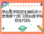 邢台医学院招生编码多少，隶属哪个部门(邢台医学院招生代码)