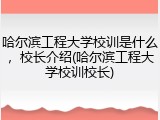 哈尔滨工程大学校训是什么，校长介绍(哈尔滨工程大学校训校长)