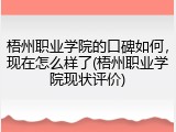 梧州职业学院的口碑如何，现在怎么样了(梧州职业学院现状评价)