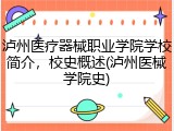 泸州医疗器械职业学院学校简介，校史概述(泸州医械学院史)