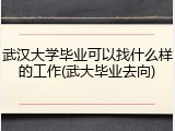 武汉大学毕业可以找什么样的工作(武大毕业去向)