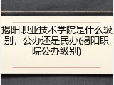 揭阳职业技术学院是什么级别，公办还是民办(揭阳职院公办级别)
