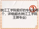 皖江工学院最好的专业是哪个，详细阐述(皖江工学院王牌专业)