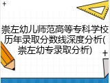崇左幼儿师范高等专科学校历年录取分数线深度分析(崇左幼专录取分析)
