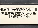 北京体育大学哪个专业毕业就业前景比较好(北体大就业前景好的专业)
