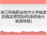 浙江机电职业技术大学就读的真实感觉如何(浙机电大就读体验)
