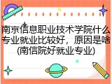 南京信息职业技术学院什么专业就业比较好，原因是啥(南信院好就业专业)