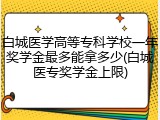 白城医学高等专科学校一年奖学金最多能拿多少(白城医专奖学金上限)