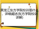黑龙江东方学院校训是什么，详细阐述(东方学院校训详解)