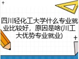 四川轻化工大学什么专业就业比较好，原因是啥(川工大优势专业就业)