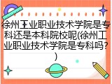 徐州工业职业技术学院是专科还是本科院校呢(徐州工业职业技术学院是专科吗？)