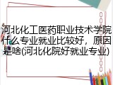 河北化工医药职业技术学院什么专业就业比较好，原因是啥(河北化院好就业专业)