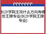 长沙学院主攻什么方向有哪些王牌专业(长沙学院王牌专业)