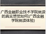 广西金融职业技术学院就读的真实感觉如何(广西金融学院就读体验)