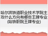 哈尔滨铁道职业技术学院主攻什么方向有哪些王牌专业(哈铁职院王牌专业)
