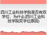 四川工业科技学院是否有双学位，为什么(四川工业科技学院双学位原因)